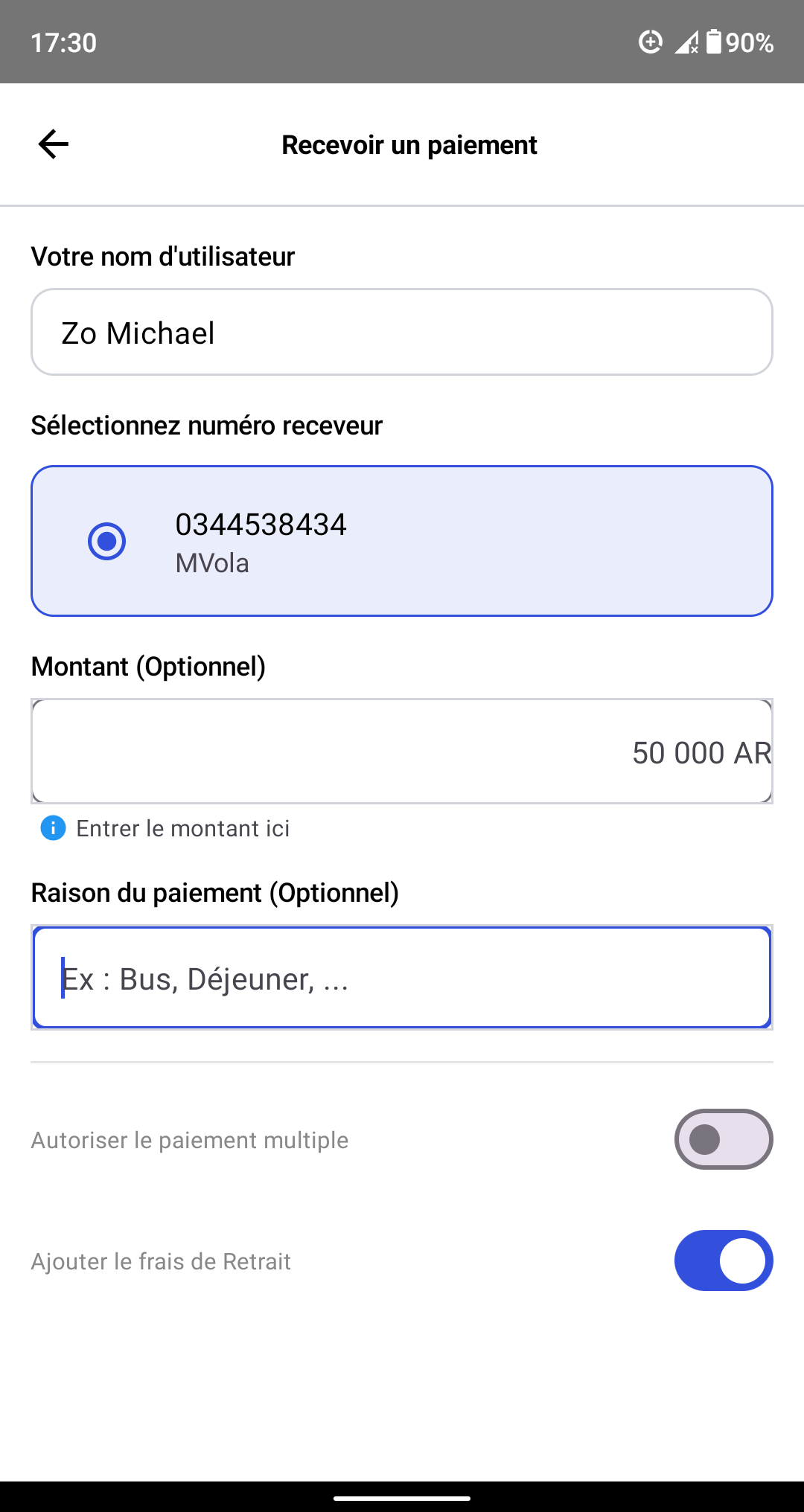 Le vendeur génère un QR